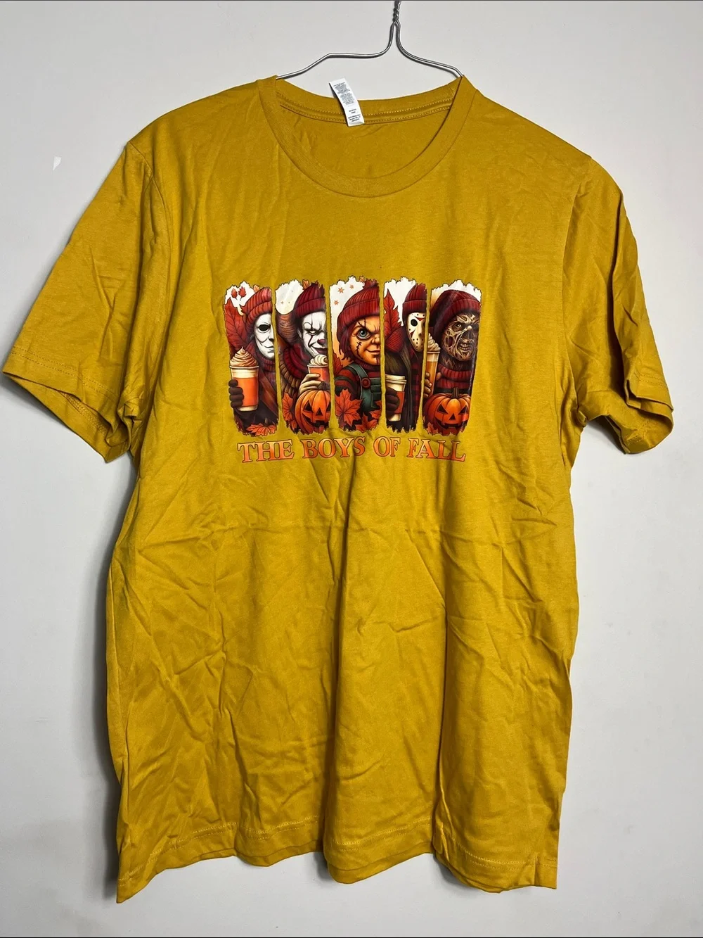 The Boys of Fall Graphic Tee - Mustard Yellow shirt XL